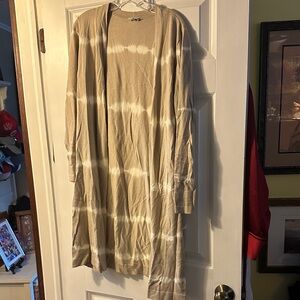 J Jill Light Tan Tie-Dye Open Front Cardigan